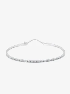 Pulsera rígida de oro blanco de 18K con diamantes blancos en talla brillante de 0,39 cts