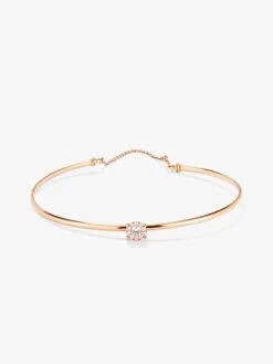 Pulsera rígida de oro rosa de 18K con 11 diamantes en talla brillante con un total de 0,21 cts