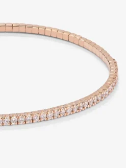 Pulsera rígida de oro rosa de 18K con 42 diamantes blancos en talla brillante con un total de 0,75 cts