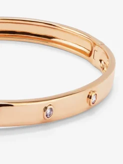 Pulsera rígida de oro rosa de 18K con diamantes blancos en talla brillante de 0,13 cts