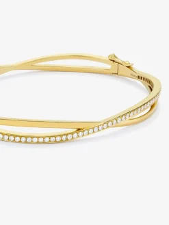 Pulsera rígida de oro amarillo de 18K con diamantes blancos en talla brillante de 0,74 cts