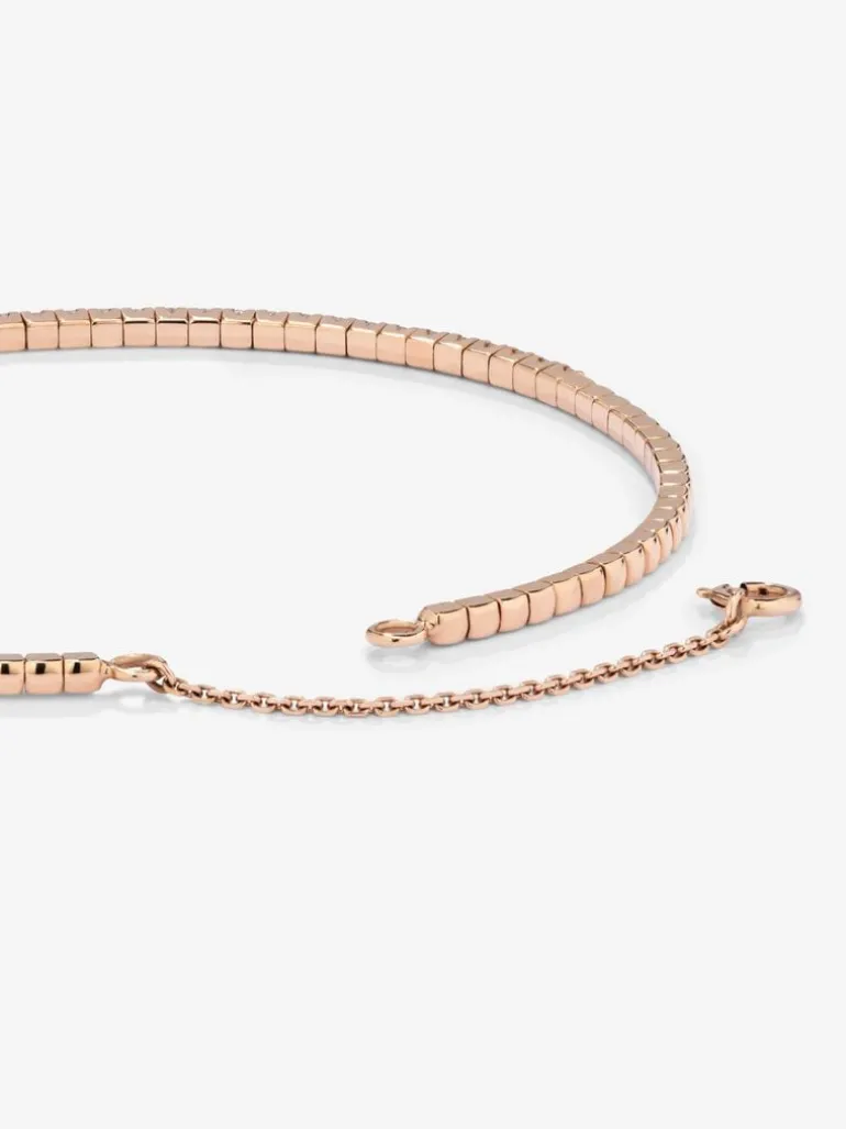 Pulsera rígida de oro rosa de 18K con 42 diamantes blancos en talla brillante con un total de 0,75 cts