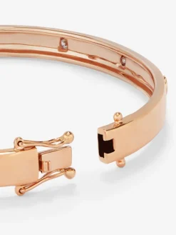 Pulsera rígida de oro rosa de 18K con diamantes blancos en talla brillante de 0,13 cts