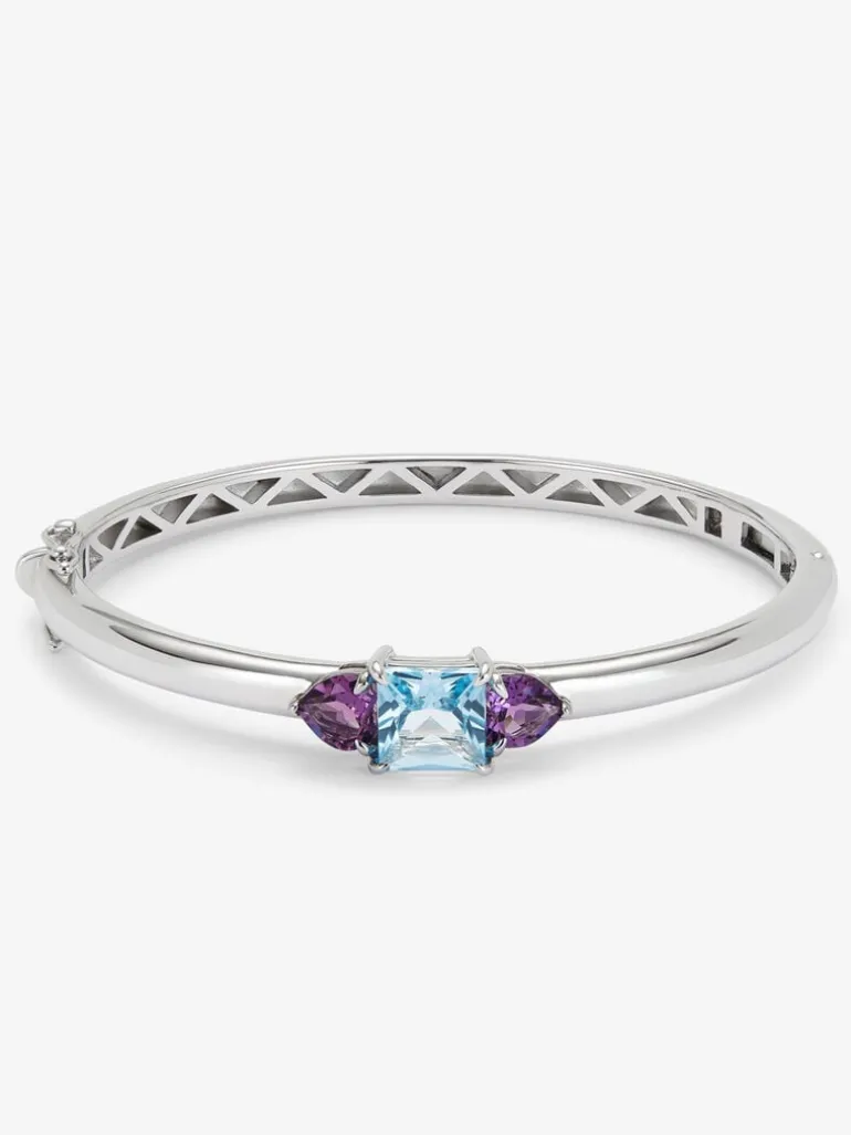 Pulsera rígida de plata 925 con topacio y amatistas