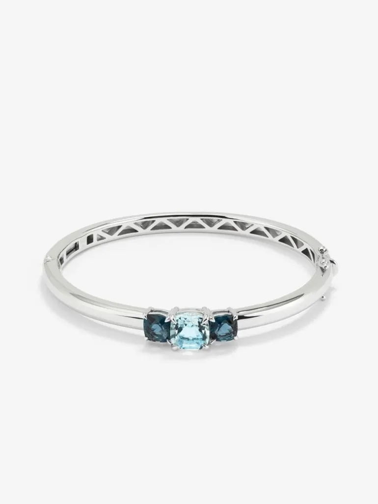 Pulsera rígida de plata 925 con topacios
