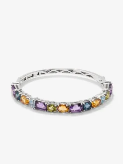 Pulsera rígida de plata 925 con gemas multicolor