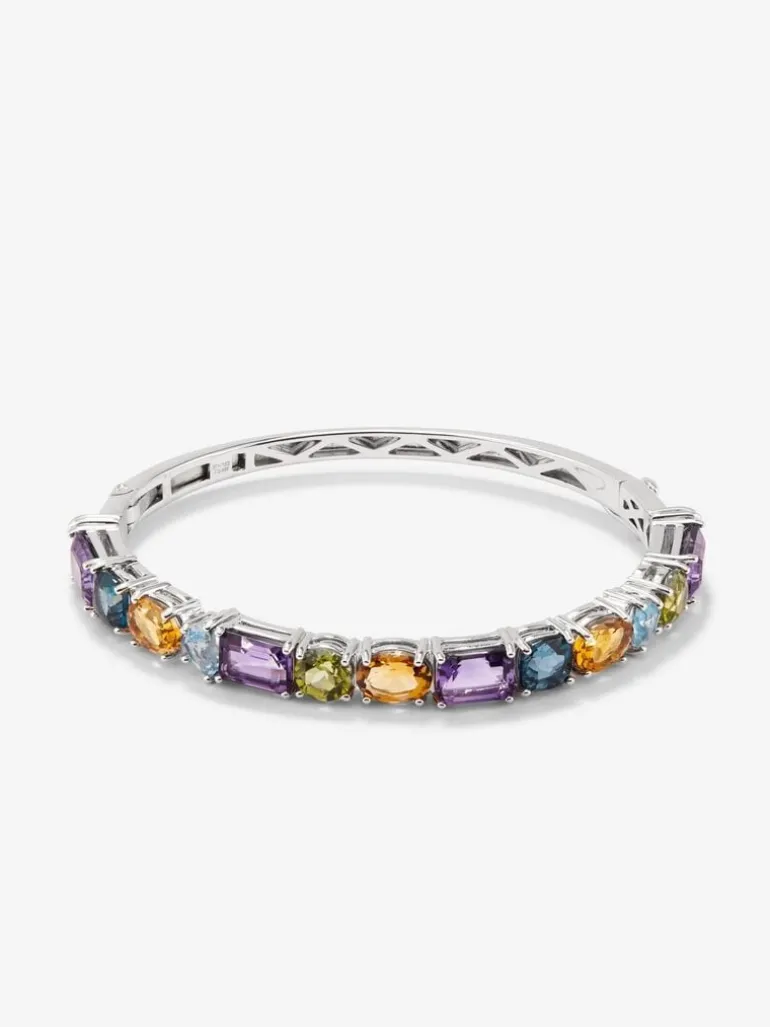 Pulsera rígida de plata 925 con gemas multicolor