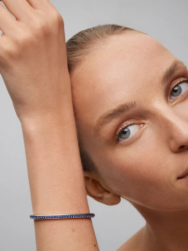 Pulsera rígida de plata 925 con zafiros