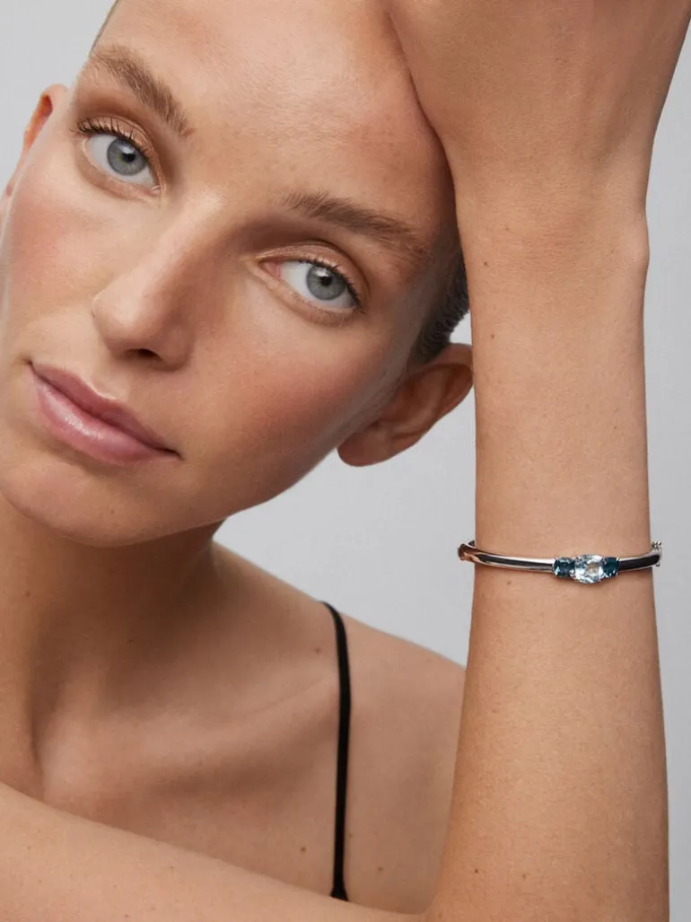 Pulsera rígida de plata 925 con topacios