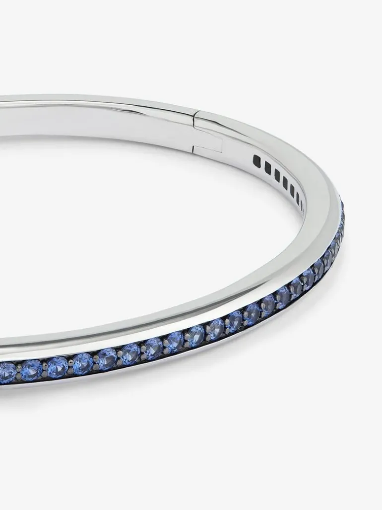 Pulsera rígida de plata 925 con zafiros