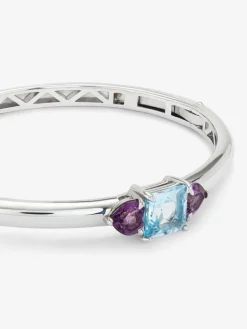 Pulsera rígida de plata 925 con topacio y amatistas