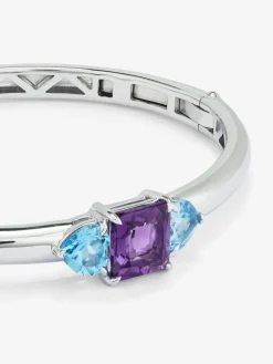Pulsera rígida de plata 925 con amatista y topacios