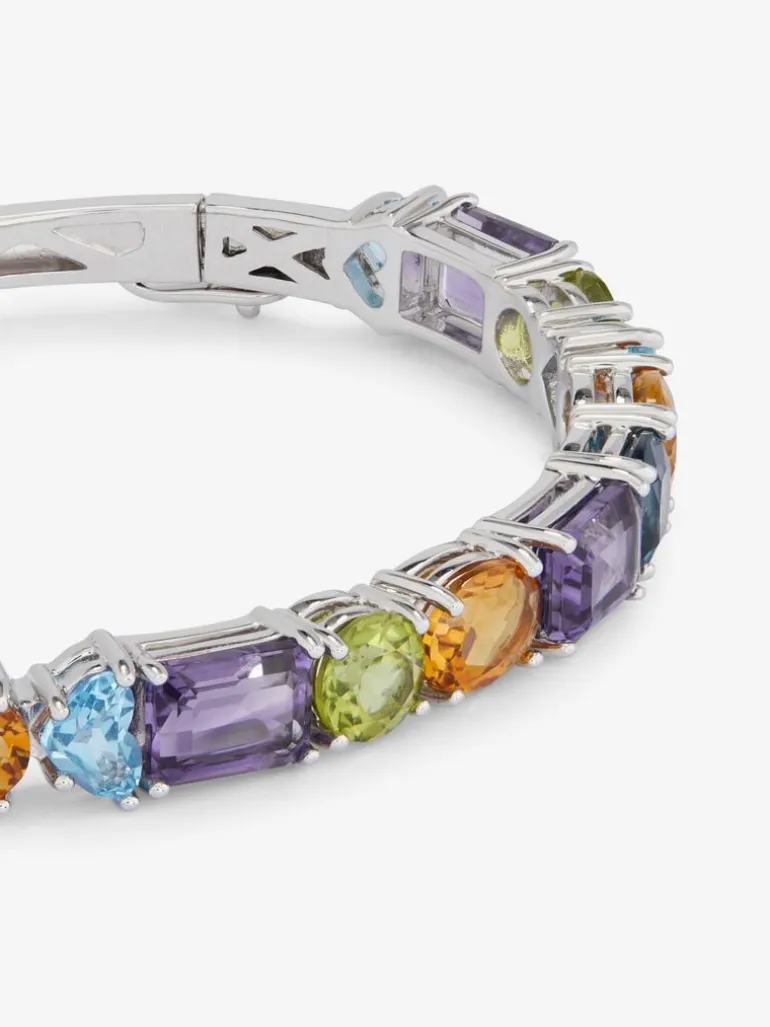 Pulsera rígida de plata 925 con gemas multicolor