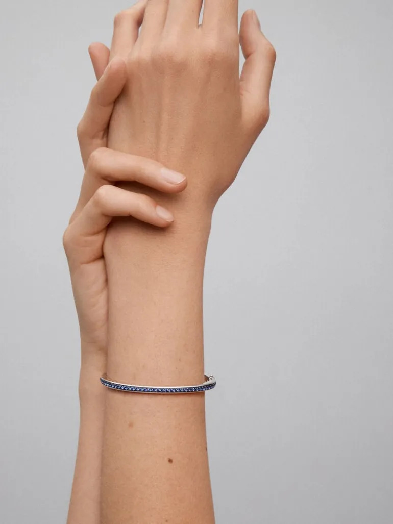Pulsera rígida de plata 925 con zafiros