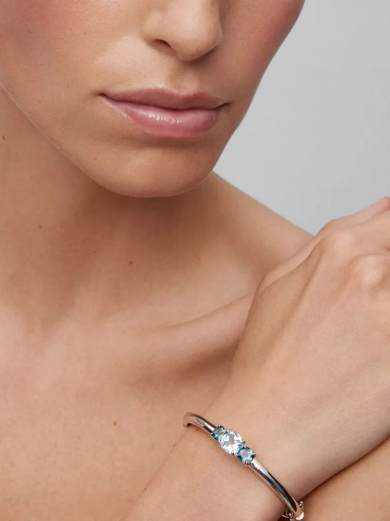 Pulsera rígida de plata 925 con topacios