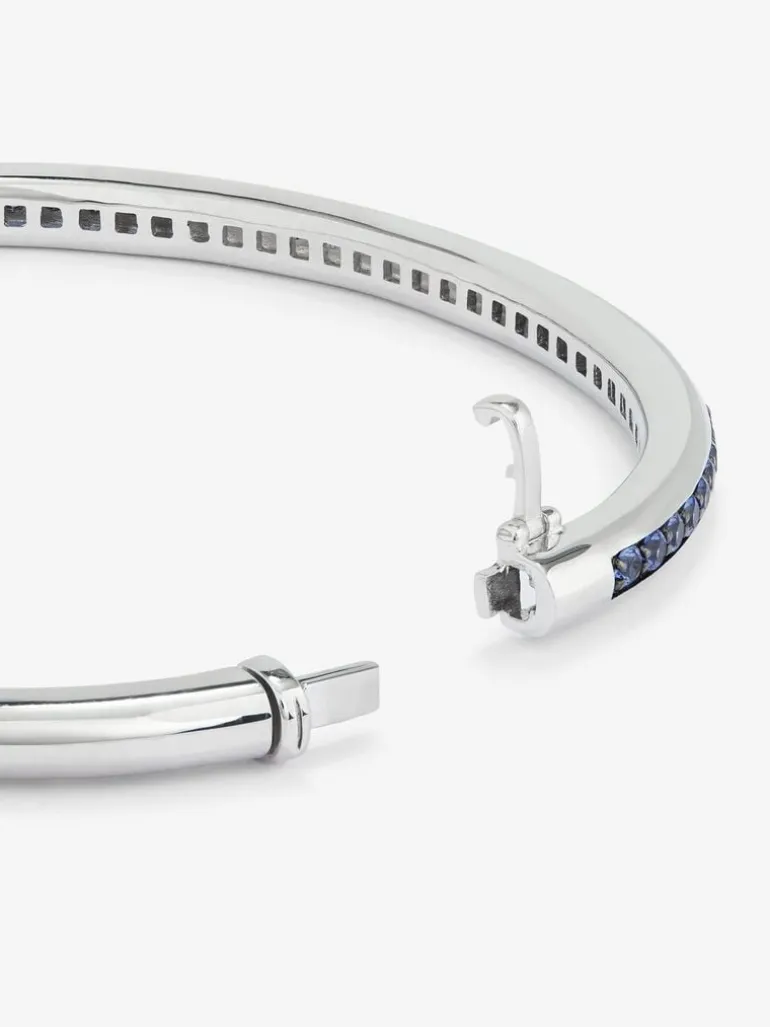 Pulsera rígida de plata 925 con zafiros