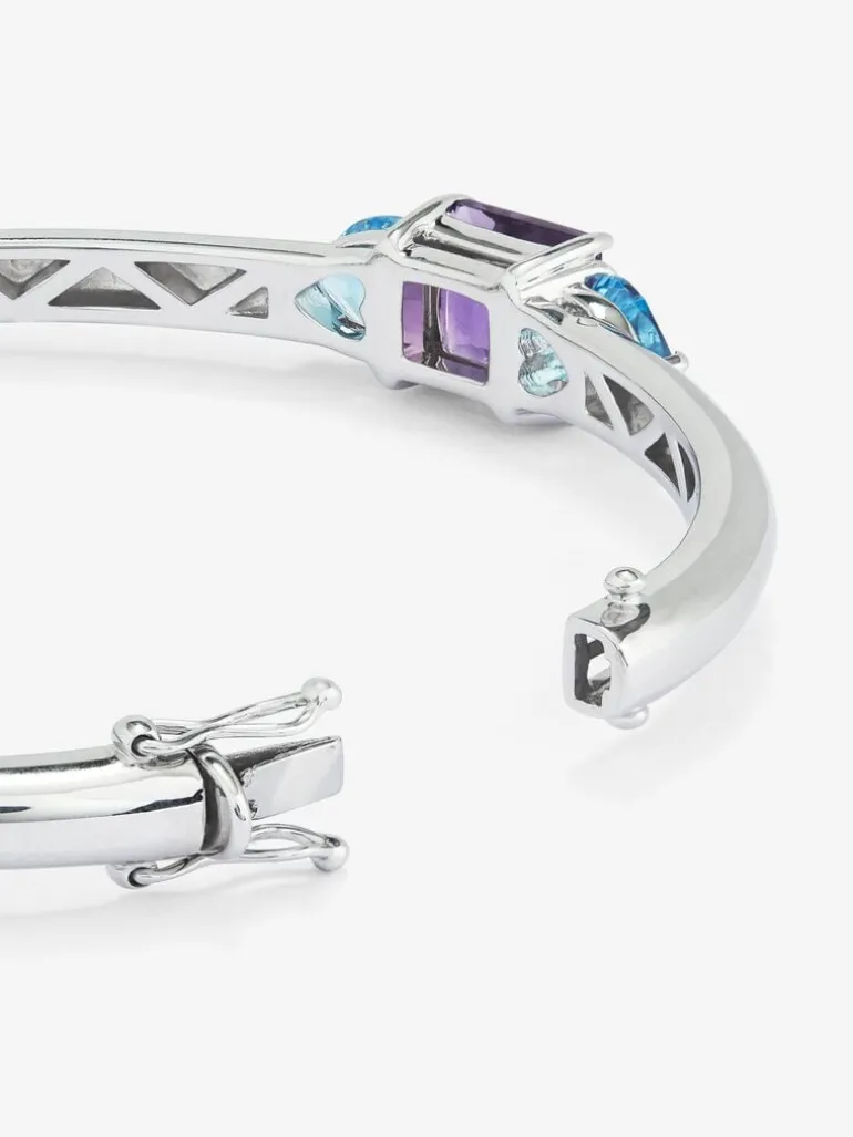 Pulsera rígida de plata 925 con amatista y topacios
