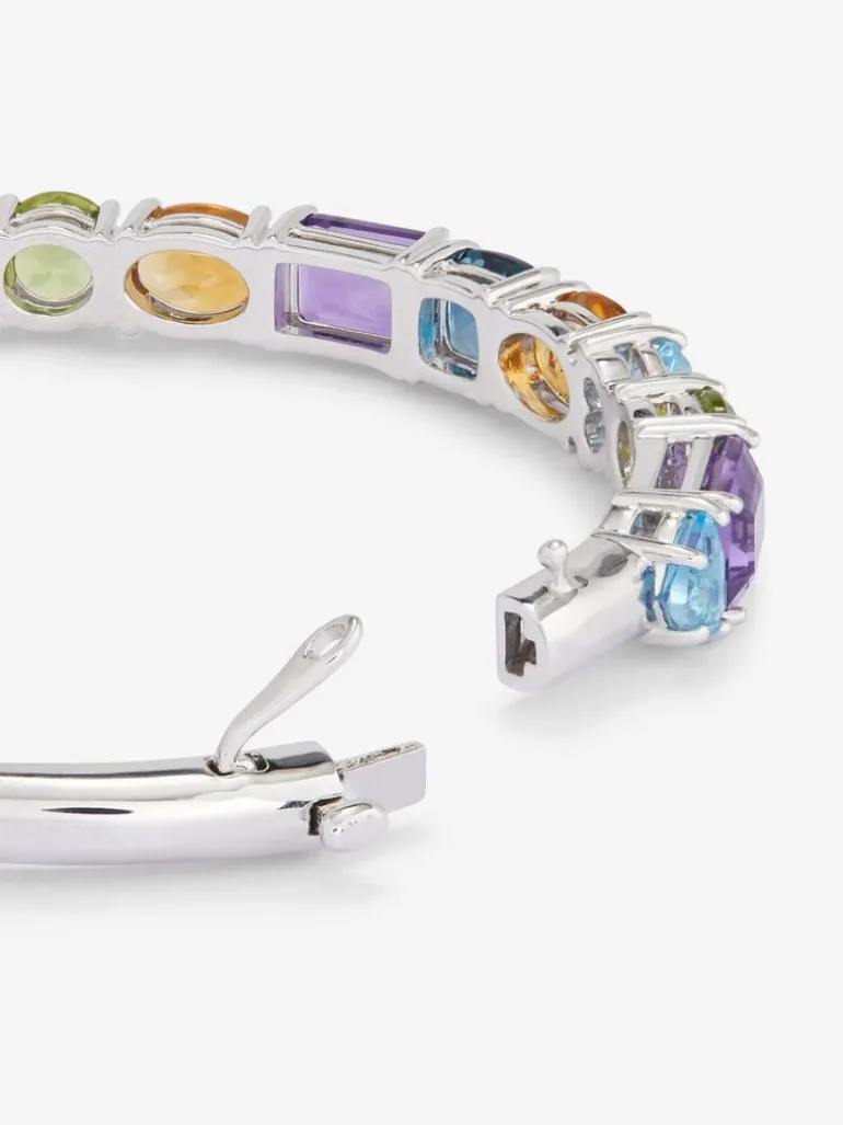 Pulsera rígida de plata 925 con gemas multicolor