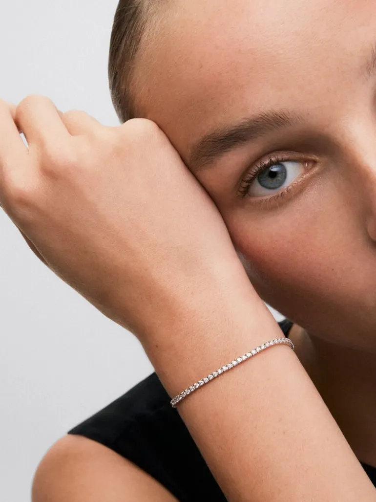 Pulsera riviere de oro blanco de 18K de diamantes