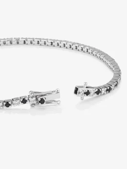 Pulsera riviere de oro blanco de 18K con diamante negro y diamante blanco
