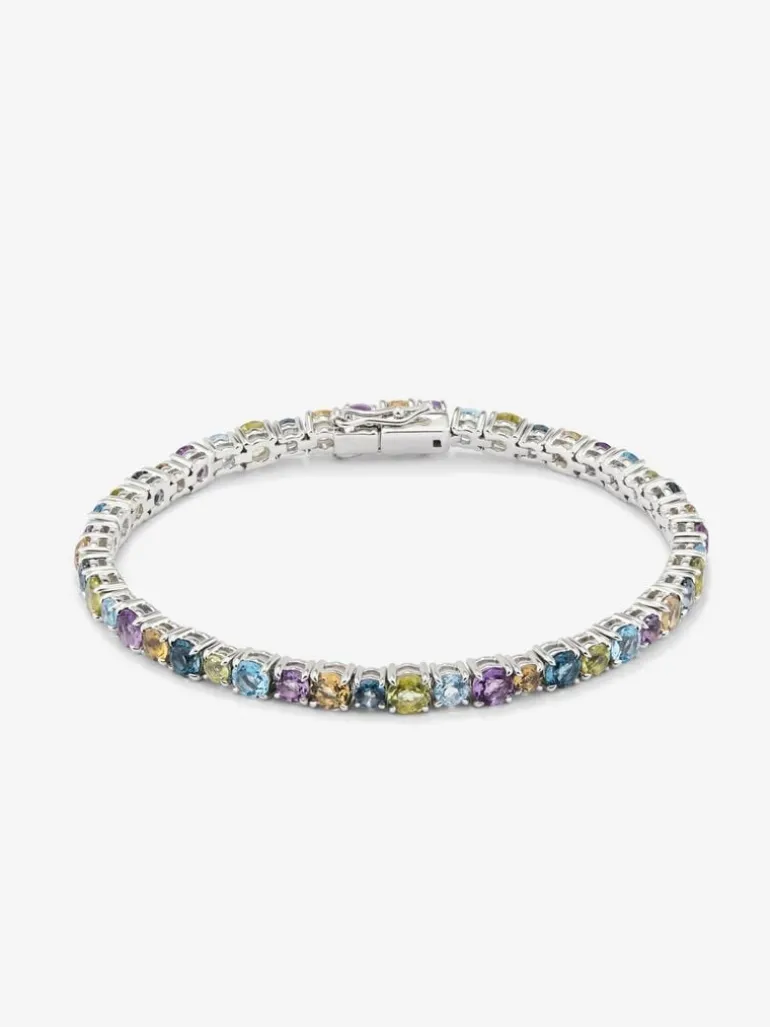 Pulsera riviere de plata 925 con gemas multicolor