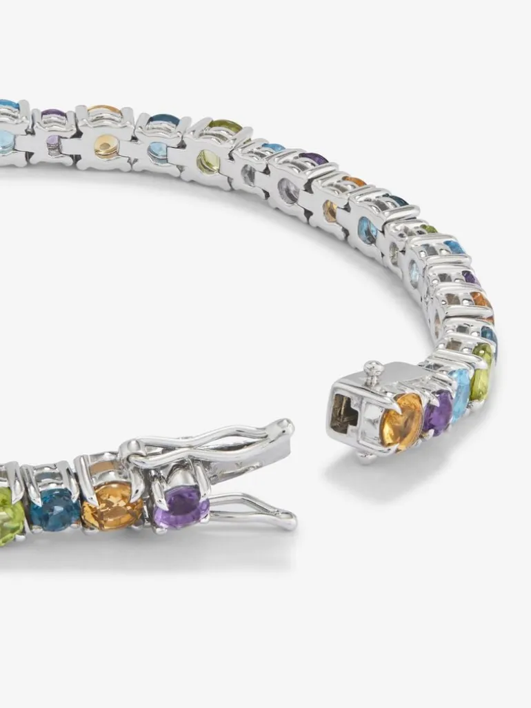 Pulsera riviere de plata 925 con gemas multicolor