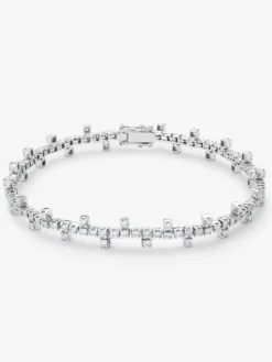 Pulsera semi rigida de oro blanco de 18K y diamante