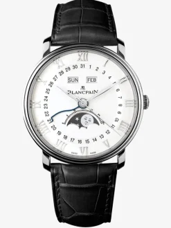 Reloj Blancpain Villeret de acero con pulsera de piel de cocodrilo, cristal de zafiro y movimiento automático
