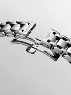 Reloj Longines Primaluna de acero inoxidable con cristal de zafiro, &iacute;ndices de diamantes y movimiento autom&aacute;tico