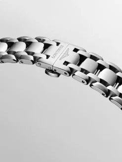 Reloj Longines Primaluna de acero inoxidable con cristal de zafiro, &iacute;ndices de diamantes y movimiento autom&aacute;tico